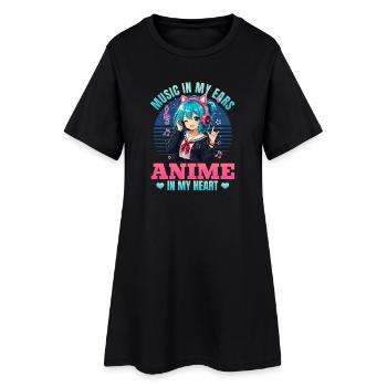 Anime et musique Chibi - Robe T-shirt Femme - noir - Devant