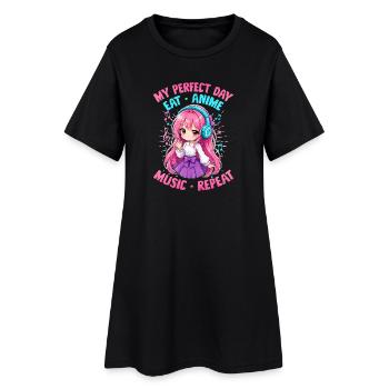 Anime et musique Chibi - Robe T-shirt Femme - noir - Devant