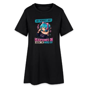 Anime et musique Chibi - Robe T-shirt Femme - noir - Devant