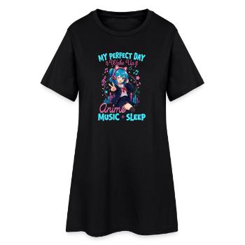 Anime et musique Chibi - Robe T-shirt Femme - noir - Devant