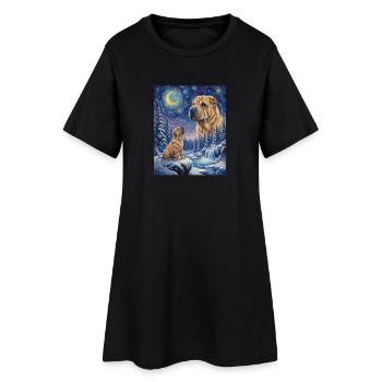 Howling to the Moon Meme Hund Shar Pei - Frauen T-Shirt-Kleid - Schwarz - Vorne