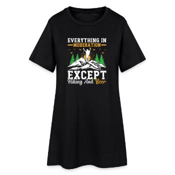 Everything In Moderation Except Hiking and Beer - Frauen T-Shirt-Kleid - Schwarz - Vorne