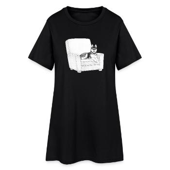 Husky dans un fauteuil - Robe T-shirt Femme - noir - Devant
