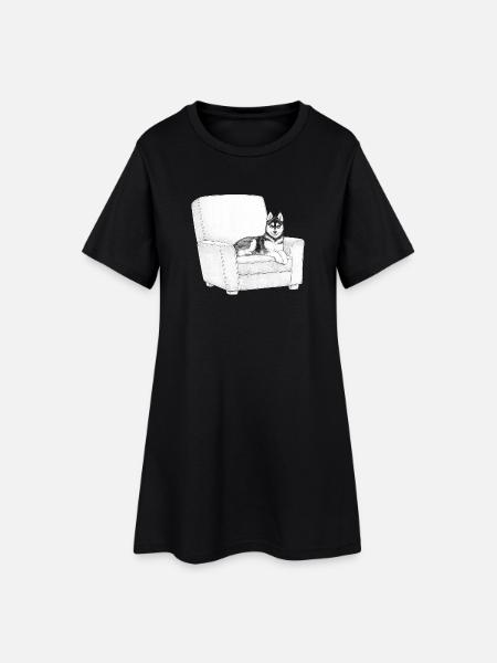 Husky dans un fauteuil - Robe T-shirt Femme - noir