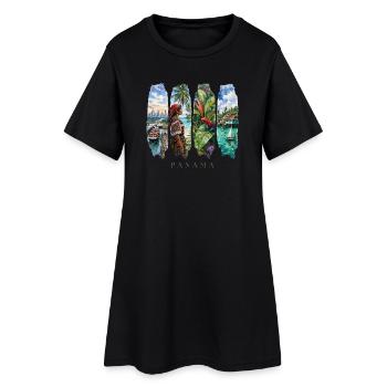 Voyage de vacances au Panama – Ville de canal et motif culturel - Robe T-shirt Femme - noir - Devant
