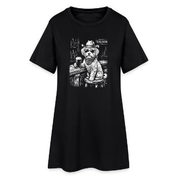 Cowboy Dog Beer Funny Maltheser - Women’s T-Shirt Dress - black - Front