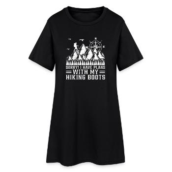 Funny Hiking - I have plans with my Hiking boots - Frauen T-Shirt-Kleid - Schwarz - Vorne