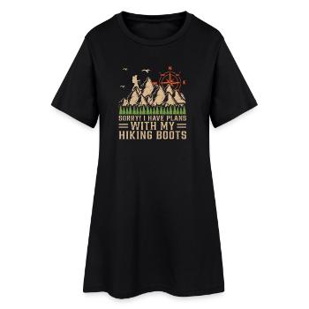 I have plans with my Hiking boots - Outdoor Hiking - Frauen T-Shirt-Kleid - Schwarz - Vorne