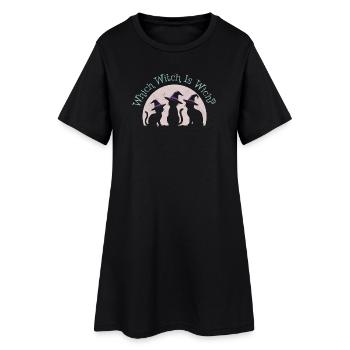 Which Witch Is Which? Black Cat Hallowe'en - Women’s T-Shirt Dress - black - Front