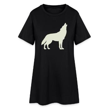Loup - Robe T-shirt Femme - noir - Devant