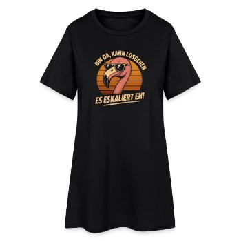 Kann Losgehen Es Eskaliert Eh Flamingo Party - Frauen T-Shirt-Kleid - Schwarz - Vorne