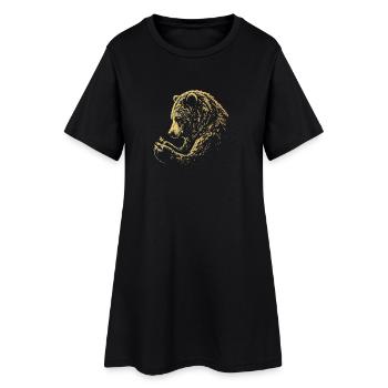 Forêt rétro de l’ours grizzli doré et des abeilles - Robe T-shirt Femme - noir - Devant