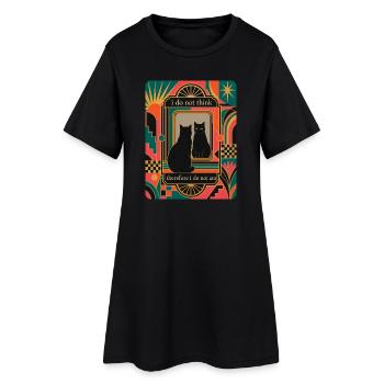 Philosophie drôle rétro Art déco du chat noir - Robe T-shirt Femme - noir - Devant