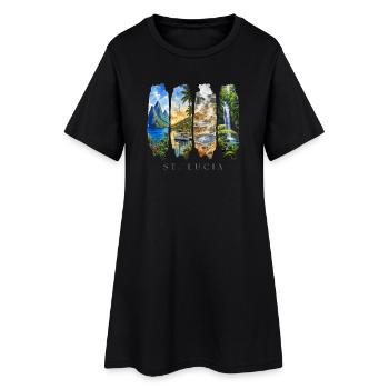 Voyage de vacances à Sainte-Lucie – Plage des Caraïbes et nature - Robe T-shirt Femme - noir - Devant