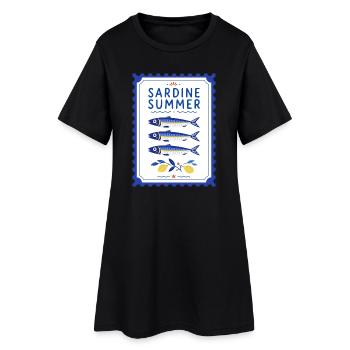 Illustration méditerranéenne estivale de sardines - Robe T-shirt Femme - noir - Devant
