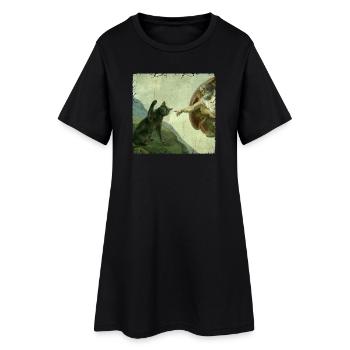 Chat gifle la main de Dieu Mème des chats drôles - Robe T-shirt Femme - noir - Devant