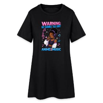 Anime and Music Chibi Black Girl - Women’s T-Shirt Dress - black - Front