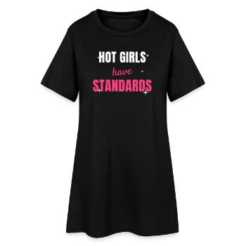 Les filles sexy ont des standards, les femmes tendance, - Robe T-shirt Femme - noir - Devant