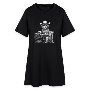 Chien Cowboy Bière Labradoodle drôle - Robe T-shirt Femme - noir - Devant