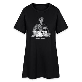 Citation stoïcienne de Marc Aurèle avec de la bière - Robe T-shirt Femme - noir - Devant