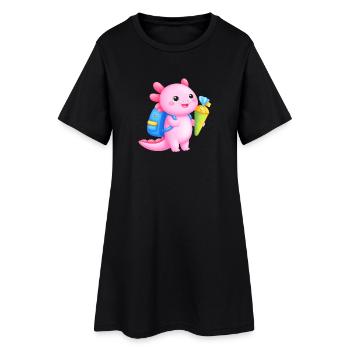 Kawaii Axolotl mit Schultüte – Zur Einschulung - Frauen T-Shirt-Kleid - Schwarz - Vorne