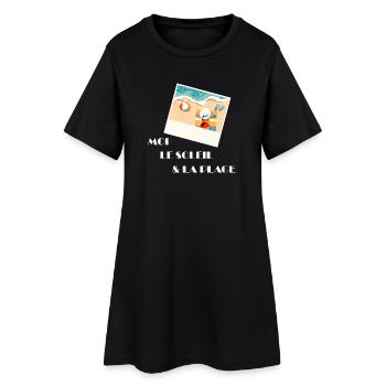 Été plage et détente pastel - Robe T-shirt Femme - noir - Devant