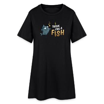 Trink wie ein Fisch Cartoonfisch - Frauen T-Shirt-Kleid - Schwarz - Vorne