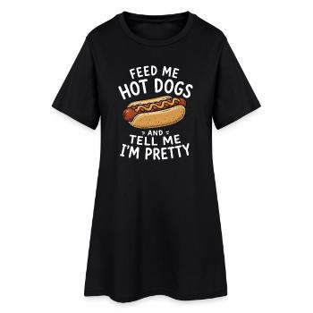 Give me hotdogs and tell me I'm a real - Women’s T-Shirt Dress - black - Front