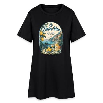 La Dolce Vita am Mittelmeer - Frauen T-Shirt-Kleid - Schwarz - Vorne