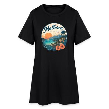 Motif vintage du soleil côtier de Majorque - Robe T-shirt Femme - noir - Devant