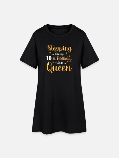 Birthday Queen 10 - Frauen T-Shirt-Kleid - Schwarz