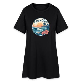 Ambiance océanique Coucher de soleil tropical - Robe T-shirt Femme - noir - Devant