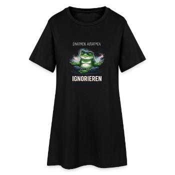 Yoga Frosch Einatmen Ausatmen Ignorieren - Frauen T-Shirt-Kleid - Schwarz - Vorne