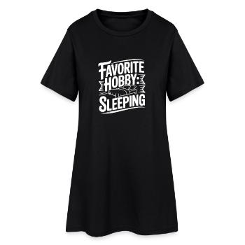 Lieblingshobby: Schlafen - Frauen T-Shirt-Kleid - Schwarz - Vorne