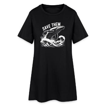 Conception de baleine - Robe T-shirt Femme - noir - Devant