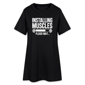 Installer des muscles, veuillez patienter... - Robe T-shirt Femme - noir - Devant