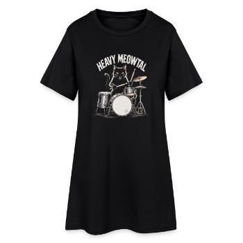 Heavy Meowtal Cat Drummer - Women’s T-Shirt Dress - black - Front