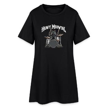 Heavy Metal Cat à la batterie - Robe T-shirt Femme - noir - Devant