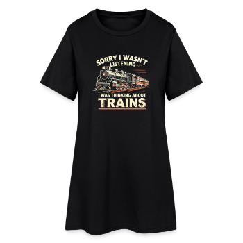 Les amateurs de trains disent : pensez aux trains - Robe T-shirt Femme - noir - Devant