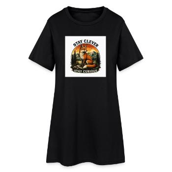 Stay Clever Stay Curious Fox Vintage - Women’s T-Shirt Dress - black - Front