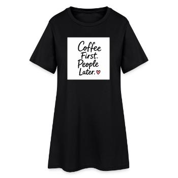 D’abord le café, les gens puis le cœur Citation - Robe T-shirt Femme - noir - Devant