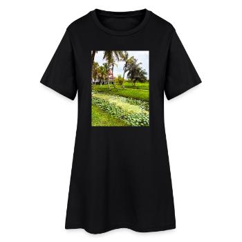 Paradis tropical avec des nénuphars - Robe T-shirt Femme - noir - Devant