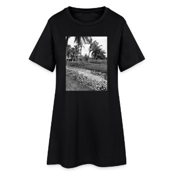 District des palmiers tropicaux en noir et blanc - Robe T-shirt Femme - noir - Devant