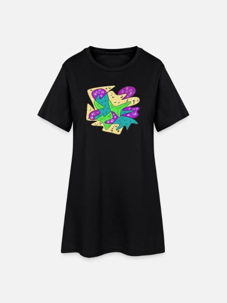 Explosion abstraite de couleurs éclaboussures de paillettes - Robe T-shirt Femme - noir