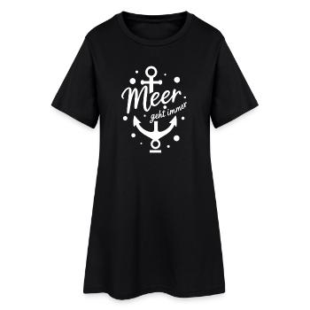 Das Meer geht immer mit Anker lustige Meer Sprüche - Frauen T-Shirt-Kleid - Schwarz - Vorne