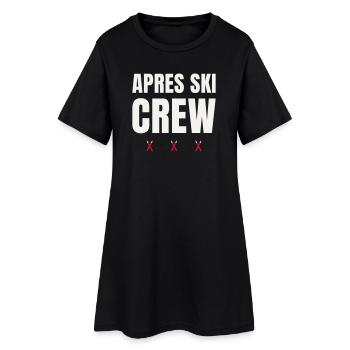 Après Ski Crew Wintersport Ski Gruppe Partnerlook - Frauen T-Shirt-Kleid - Schwarz - Vorne
