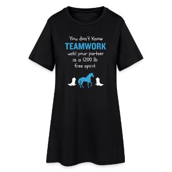 Don d’équitation équestre en équipe - Robe T-shirt Femme - noir - Devant