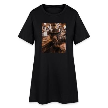 Bar à cigares Cowboy Dog Teckel - Robe T-shirt Femme - noir - Devant