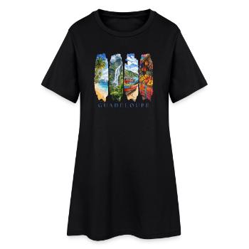 Voyage en Guadeloupe – Île des Caraïbes et motif culturel - Robe T-shirt Femme - noir - Devant