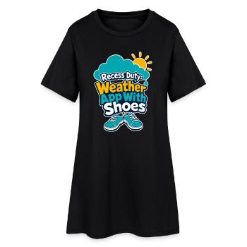 Application météo pour enseignant de service en récré avec humour de chaussures - Robe T-shirt Femme - noir - Devant